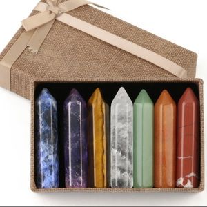 7 Natural Stones Hexagon Column Stone Set with Box